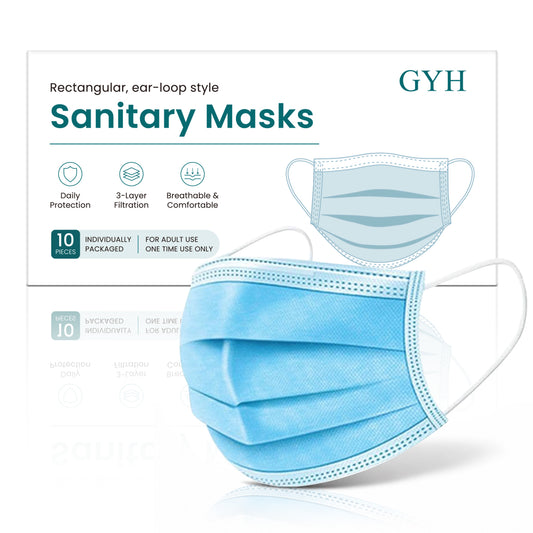 GYH Medical Face Masks, Lightweight Breathable 3-Ply Masks for Daily Protection, Comfortable Ear Loop Design, Portable Masks for Home, Travel & Work, 10 Count