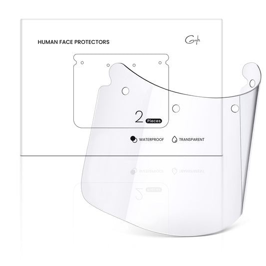 GYH Human Face Protectors, Transparent Face Shields, Lightweight Anti-Splash Face Cover with Wide View for Daily Use, 2 pcs
